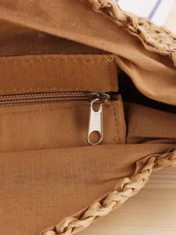 Sac à bandoulière rond en corde de papier tissé pour femme 2026