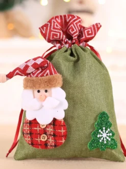 Sac cadeau de Noël vert chasseur Fibre de polyester Accessoires de vacances de Noël
