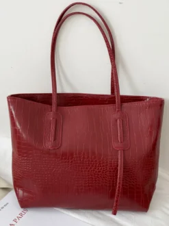 Sac fourre-tout à motif crocodile en similicuir grande capacité pour femme 2026