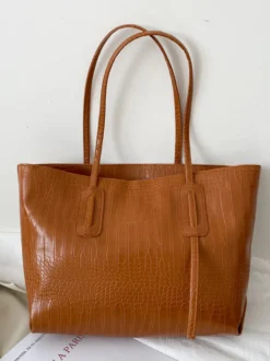 Sac fourre-tout à motif crocodile en similicuir grande capacité pour femme 2026
