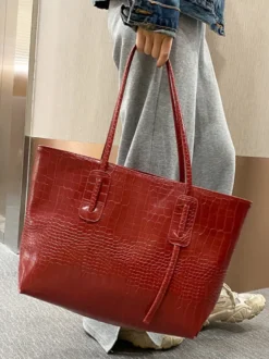 Sac fourre-tout à motif crocodile en similicuir grande capacité pour femme 2026