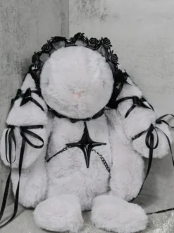 Sac gothique Lolita avec nœuds en Spandex blanc sac à bandoulière en dentelle et fibre de Polyester accessoires Lolita