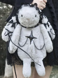Sac gothique Lolita avec nœuds en Spandex blanc sac à bandoulière en dentelle et fibre de Polyester accessoires Lolita