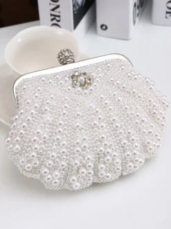Sac à Main 1920s Accessoire de Robe Flapper Avec Chaîne Faux Perle Déguisement Rétro