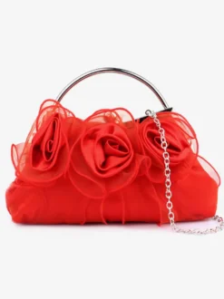 Sacs à main de mariage Accessoires de mariage Pochette de soirée Fleurs plissées