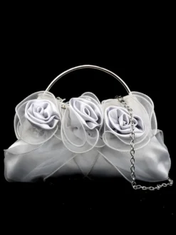 Sacs à main de mariage Accessoires de mariage Pochette de soirée Fleurs plissées