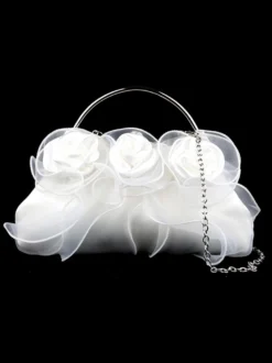 Sacs à main de mariage Accessoires de mariage Pochette de soirée Fleurs plissées