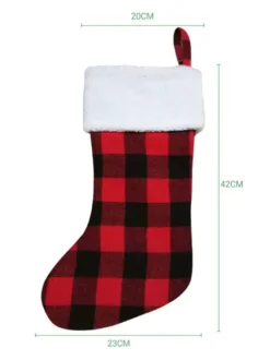 Sacs Noël Cadeau Enfant De Noël Décorations Suspendues Porte Tissu À Carreaux Chaussettes De Noël