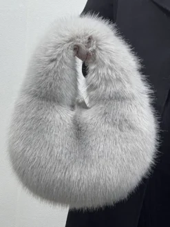 Sacs Pour Femmes Noir Sac À Main En Fausse Fourrure Chic