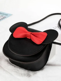 Sac Sweet Lolita en cuir PU rouge avec nœuds sac bandoulière en cuir PU accessoires Lolita