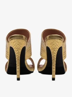Sandales argentées à talons hauts bout ouvert talons aiguilles pantoufles