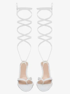 Sandales blanches à talons hauts tongs à lacets chaussures de soirée
