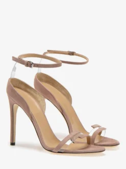 Sandales à bride cheville en daim bout ouvert talons hauts chaussures habillées