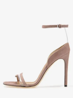 Sandales à bride cheville en daim bout ouvert talons hauts chaussures habillées