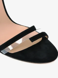 Sandales à bride cheville en daim bout ouvert talons hauts chaussures habillées