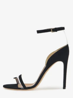 Sandales à bride cheville en daim bout ouvert talons hauts chaussures habillées