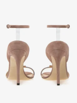 Sandales à bride cheville en daim bout ouvert talons hauts chaussures habillées