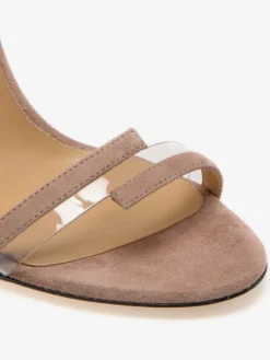 Sandales à bride cheville en daim bout ouvert talons hauts chaussures habillées