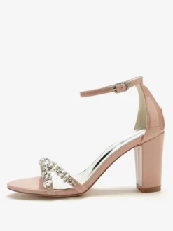 Sandales De Mariée Bordeaux Vernis Supérieur Chic Chaussures De Mariage À Bout Ouvert Strass