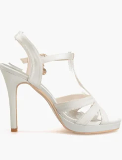 Sandales de mariée à talon haut en satin type T Chaussures de mariée