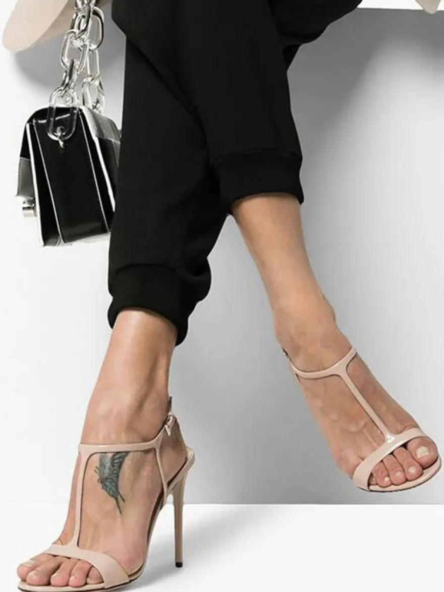 Sandales de Soirée à Talons Hauts avec Bout Ouvert Femme Unicolore