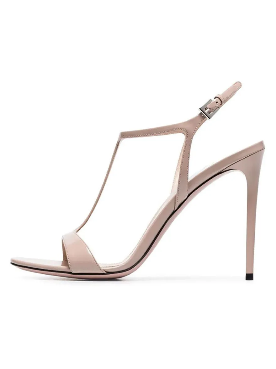 Sandales de Soirée à Talons Hauts avec Bout Ouvert Femme Unicolore