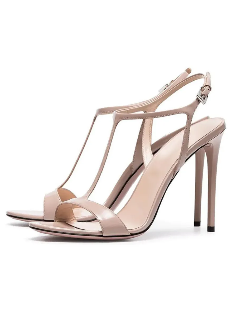 Sandales de Soirée à Talons Hauts avec Bout Ouvert Femme Unicolore