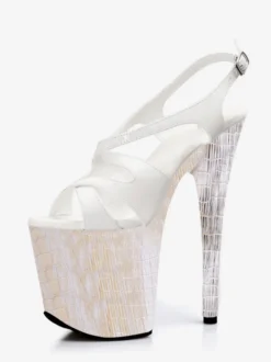 Sandales dorées à talons hauts bout ouvert plateforme et brides croisées
