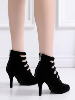 Sandales Eté à Talons Hauts Femme avec Bout Ouvert à Lacets Unicolore