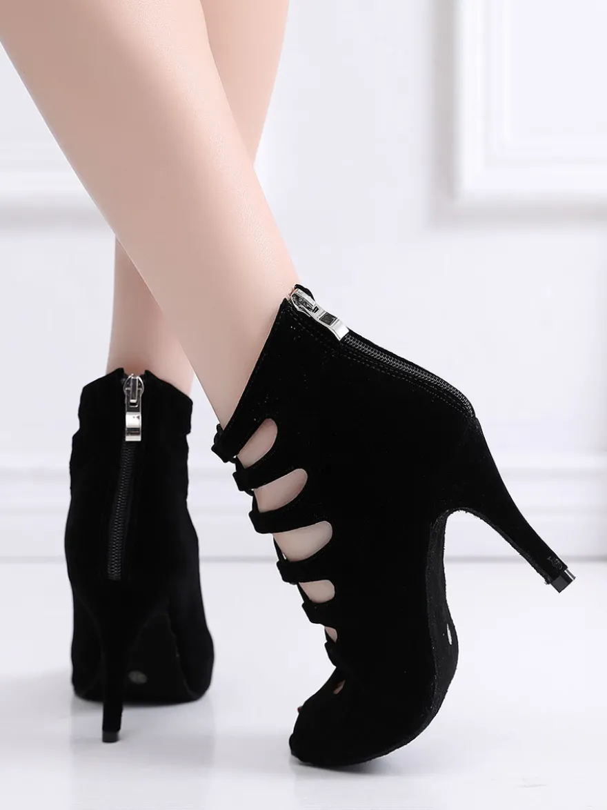 Sandales Eté à Talons Hauts Femme avec Bout Ouvert à Lacets Unicolore