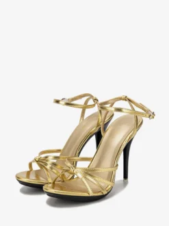 Sandales femme blanche en PU à talon haut à lacets