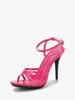 Sandales femme blanche en PU à talon haut à lacets