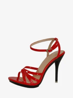 Sandales femme blanche en PU à talon haut à lacets