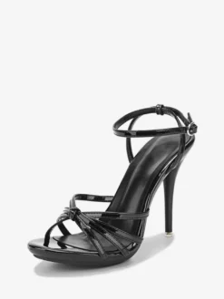 Sandales femme blanche en PU à talon haut à lacets