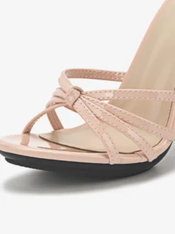 Sandales femme blanche en PU à talon haut à lacets