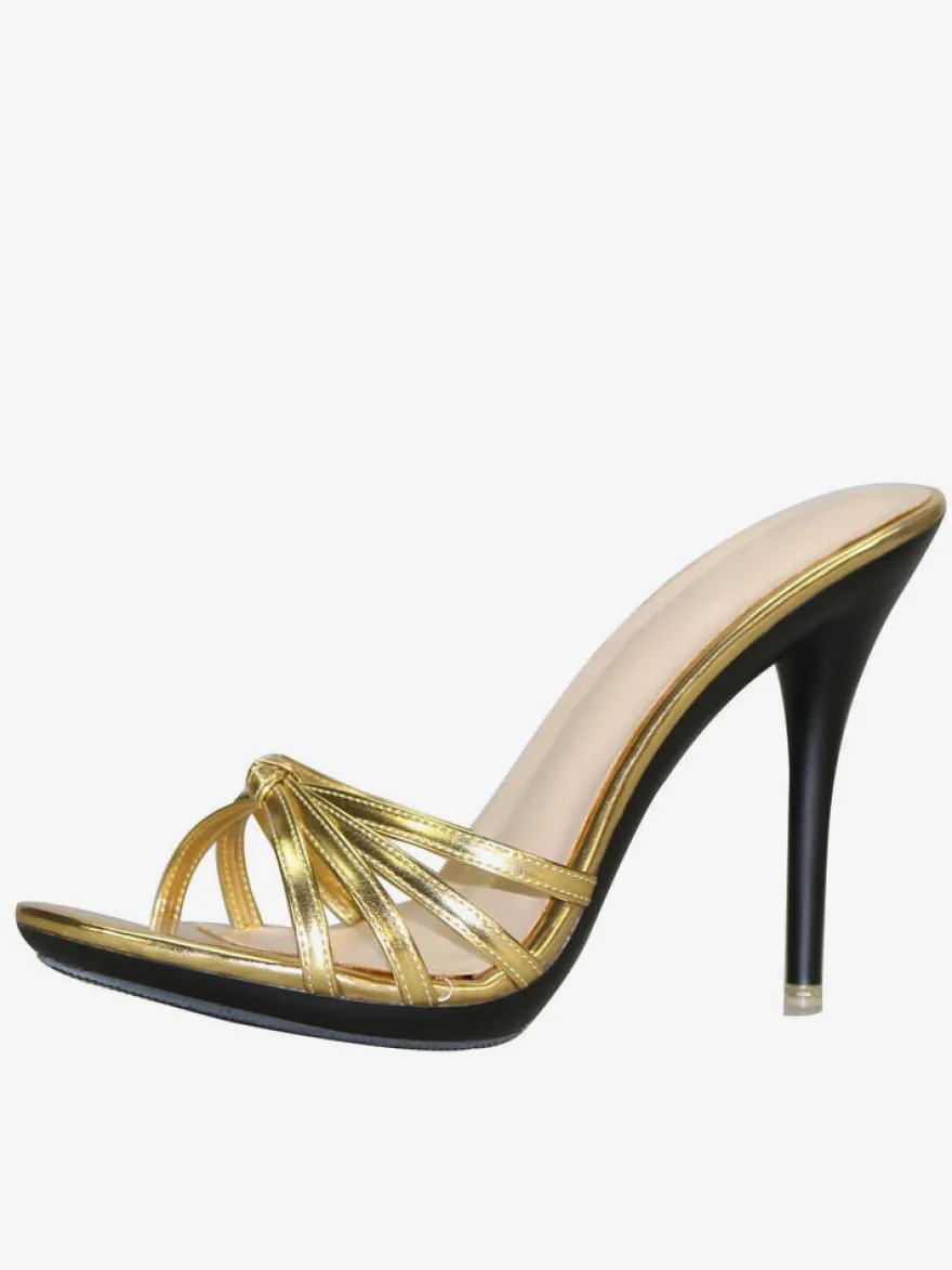 Sandales femme talon haut Mules noir en PU