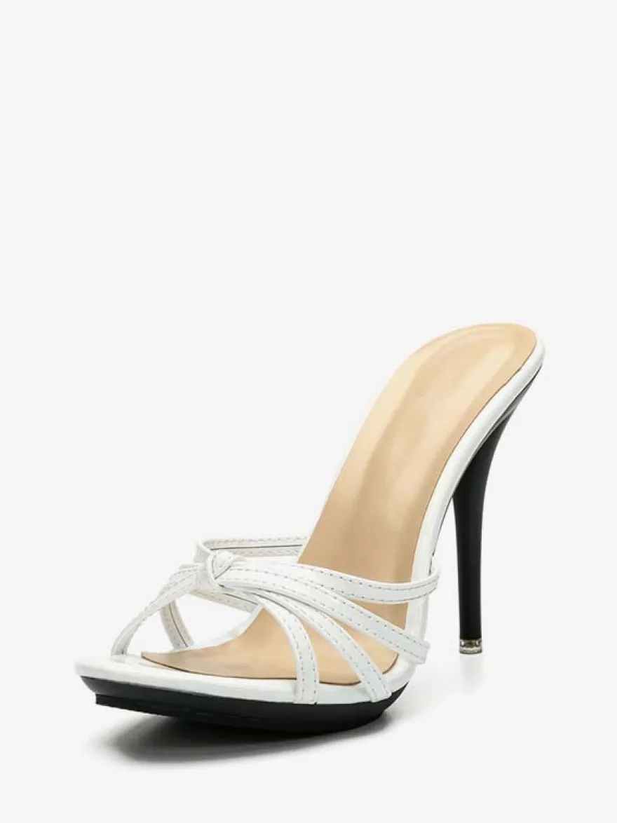 Sandales femme talon haut Mules noir en PU