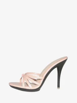 Sandales femme talon haut Mules noir en PU