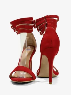Sandales femme à talon haut rouge sandales boîte de nuit