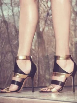 Sandales femme talon haut à zip
