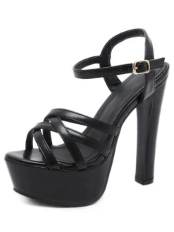 Sandales femme à talon noir plateforme talon épais