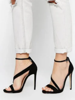 Sandales femme à talons hauts à lanière noir