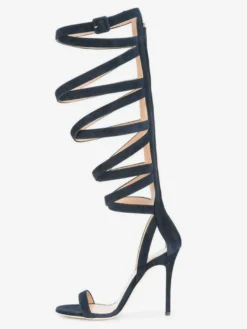 Sandales gladiateur en daim à bout ouvert et brides à talons hauts pour femmes
