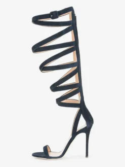 Sandales gladiateur en daim à bout ouvert et brides à talons hauts pour femmes
