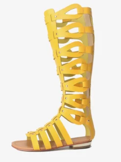 Sandales gladiateur en vogue en Synthétique unicolore Talon plat