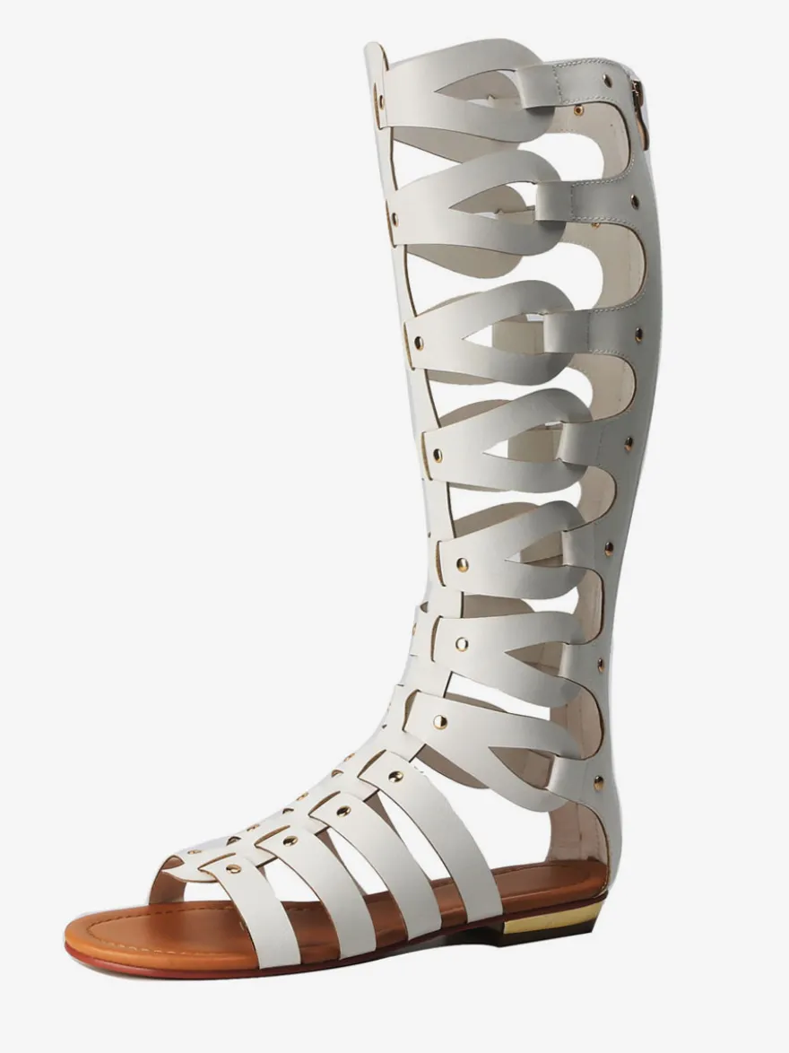 Sandales gladiateur en vogue en Synthétique unicolore Talon plat