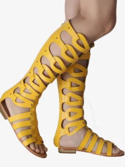 Sandales gladiateur en vogue en Synthétique unicolore Talon plat