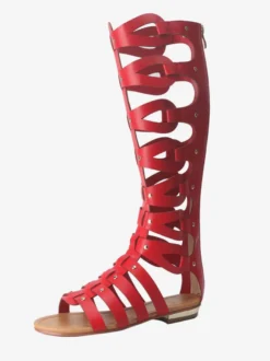 Sandales gladiateur en vogue en Synthétique unicolore Talon plat