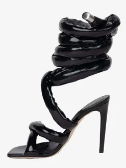 Sandales gladiateur grises à talons hauts et lacets pour femmes