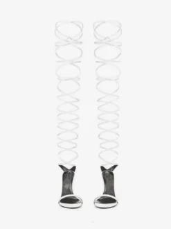 Sandales gladiateur noires pour femmes bout ouvert talons ornés de strass lacets chaussures de soirée